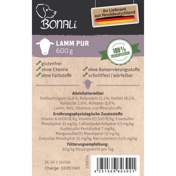 Hundewurst Lamm pur 600g
