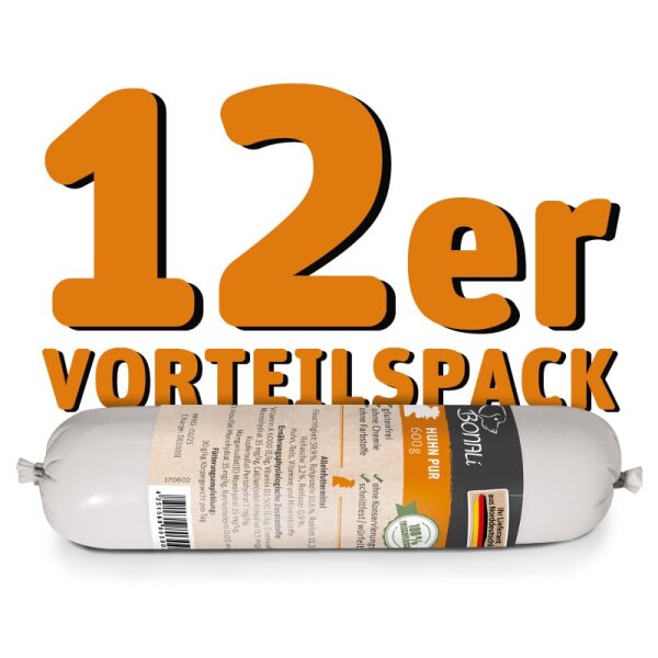 12x Hundewurst Huhn pur 600g