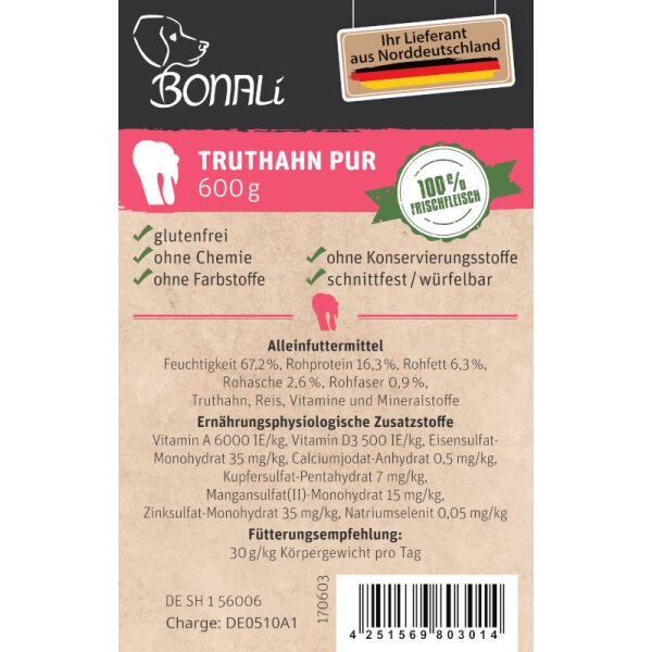 12x Hundewurst Truthahn pur 600g