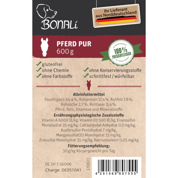 Hundewurst Pferd pur 600g