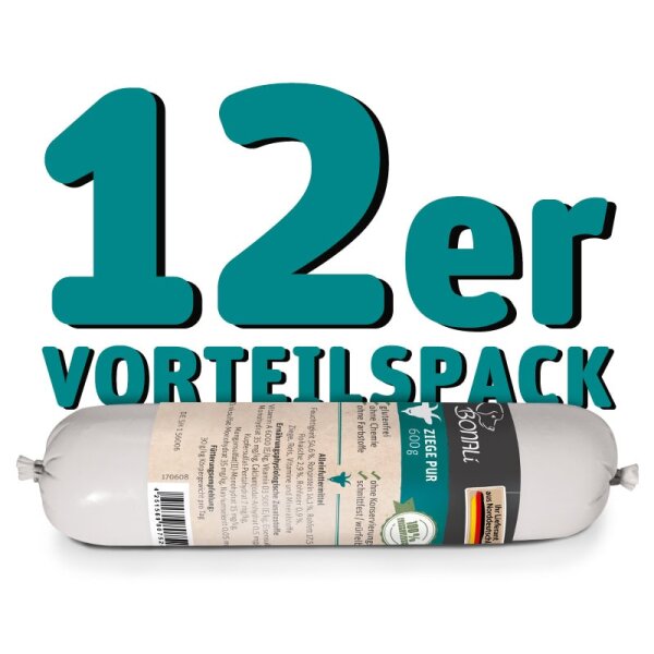 12x Hundewurst Ziege pur 600g